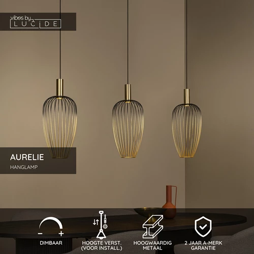 Lucide AURELIE - Hanglamp - 3xGU10 (MR11) - Goud | Vibes - USP